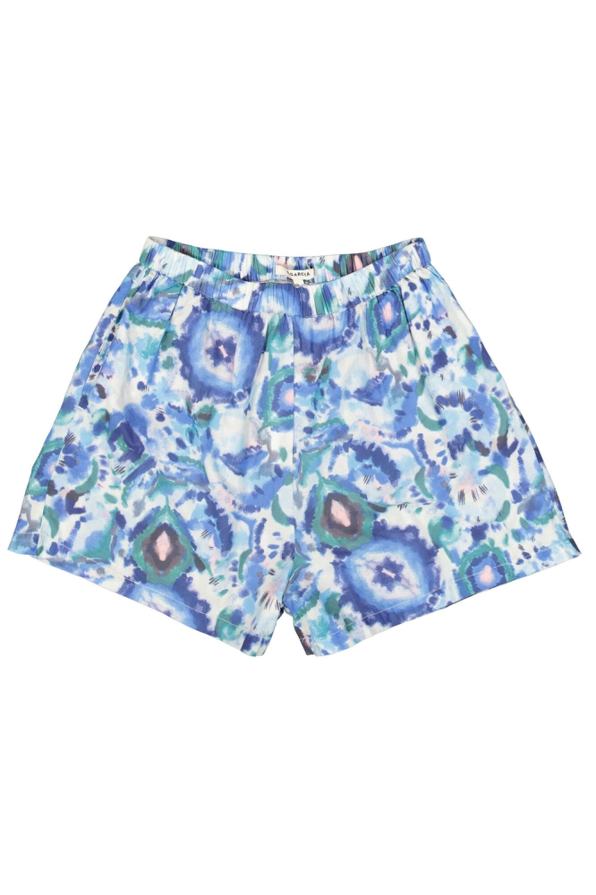 SHORT MET PRINT F50143 1257 BLUE WAVE